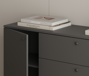 Комод Тренд СБ-3443 3 ящика, 2 двери Диамант серый (ручка-кнопка)