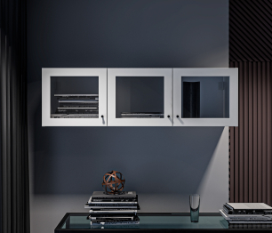 Твин СБ-3385 Полка Белая с фасадами со стеклом