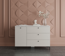 Комоды, Комод Тренд СБ-3446 3 ящика, 1 дверь Белый Альпийский/Серый перламутровый