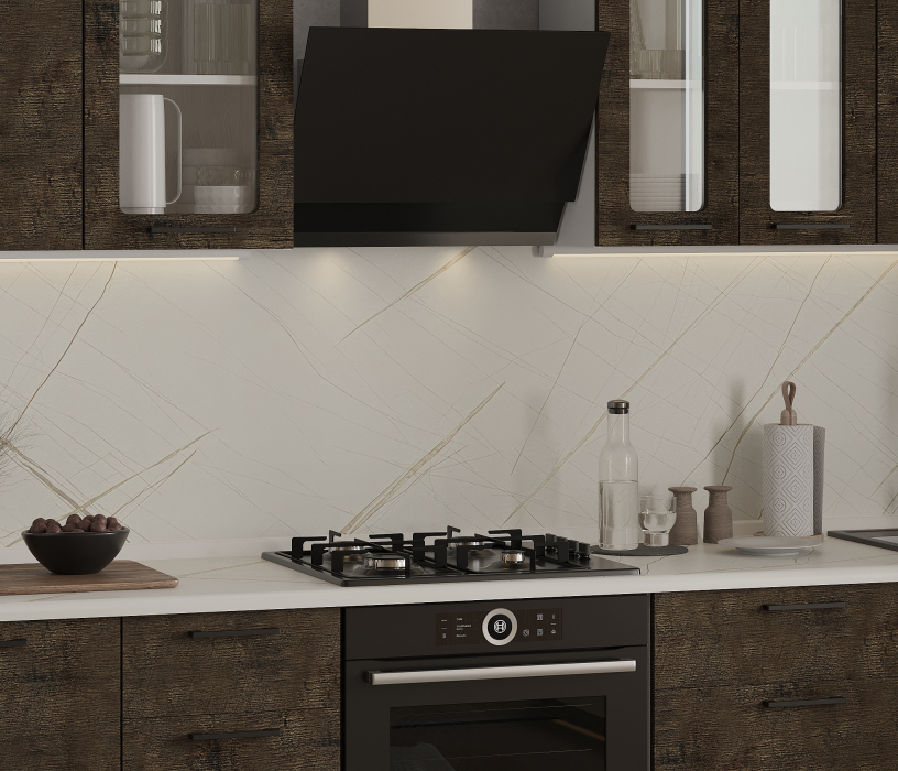 Кухонные гарнитуры, Кухонный гарнитур Регина Белый/МДФ Акация темная 3,3 м