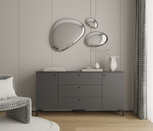 Комод Тренд СБ-3443 3 ящика, 2 двери Диамант серый (ручка-кнопка)